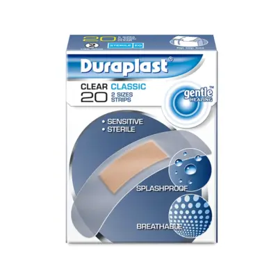 Duraplast Clear Classic 20 Strips Plasters - Sensitive