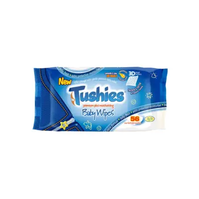 Tushies Premium Plus Moisturising Baby Wipes 56 Pack - Scented & Hydrating