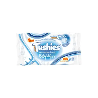 Tushies Sensitive Baby Wipes 56 Pack - Fragrance-Free & Eco-Friendly