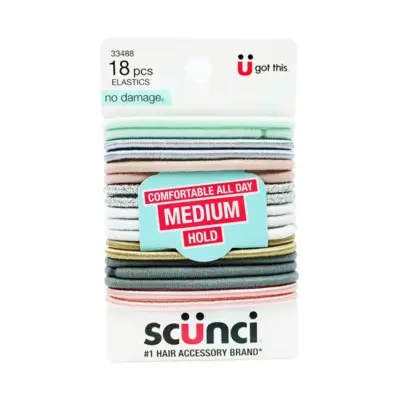 Scunci No-Damage Hair Elastics – 18 Pack