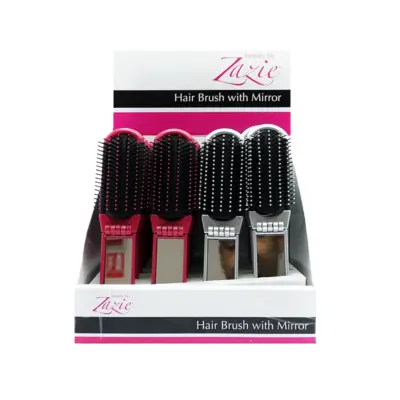 Zazie Hair Brush with Built-in Mirror – Compact & Travel-Friendly