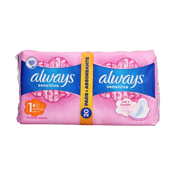 Always Sensitive Ultra Pads Size 1 (Normal) – 20 Pack Unscented, Soft & Flexible