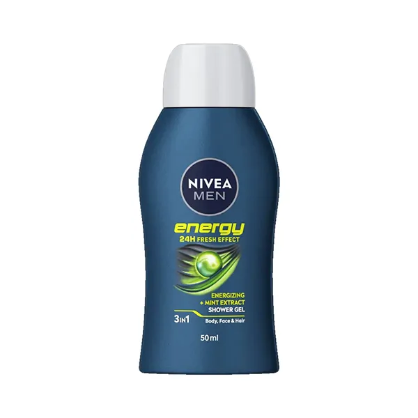 NIVEA Men Energy 3-in-1 Shower Gel 50ml – Body, Face & Hair