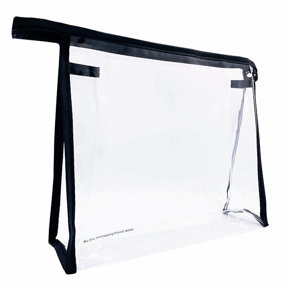PVC Clear Cosmetic Zipper Bag - Large Black