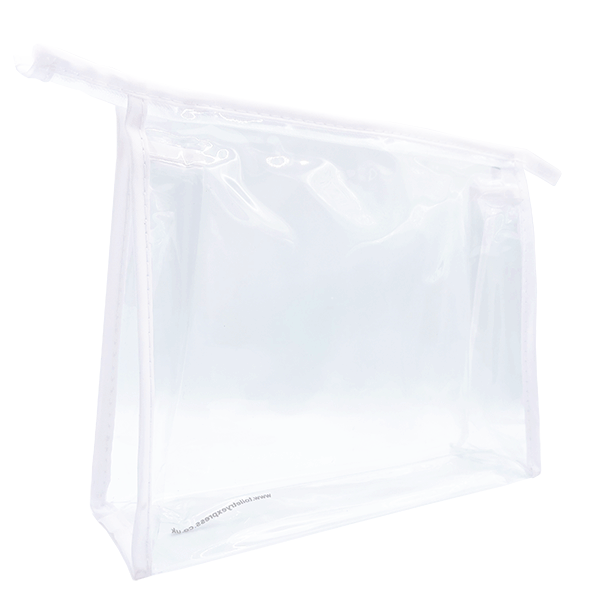 PVC Clear Cosmetic Zipper Bag - Large White