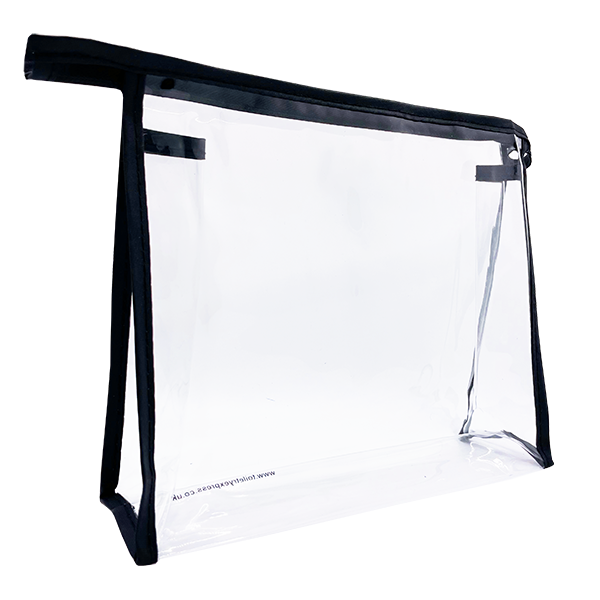 PVC Clear Cosmetic Zipper Bag - Large Black