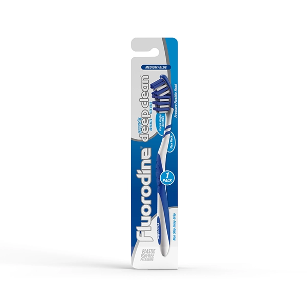 wp-image-toiletryexpress-603.webp Fluorodine Deep Clean Medium Toothbrush – Blue | Plastic-Free Packaging - Image 1